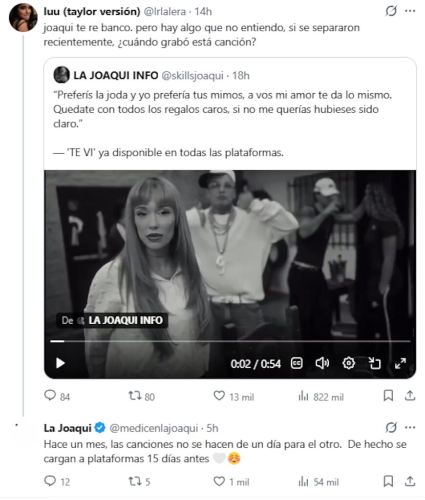 La Joaqui se cansó de las especulaciones y aclaró si su cumbia de desamor está dedicada a Luck Ra
